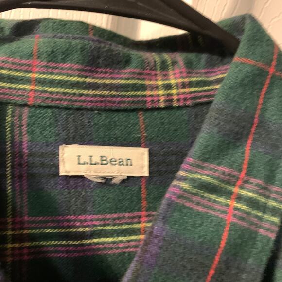 LL Bean Women's Scotch Plaid Flannel Shirt Plus Size 3X Green Pink Relaxed Fit - Picture 6 of 8